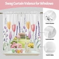 thumbnail image 3 of Swag Curtains Valances for Windows, Pastel Watercolor Floral Short Kitchen Window Curtains Over Sink, Tulip Flower Pink Yellow Purple Cafe Curtains Panel Set Of 2,Rod Pocket, 36 Inches Length, 3 of 9