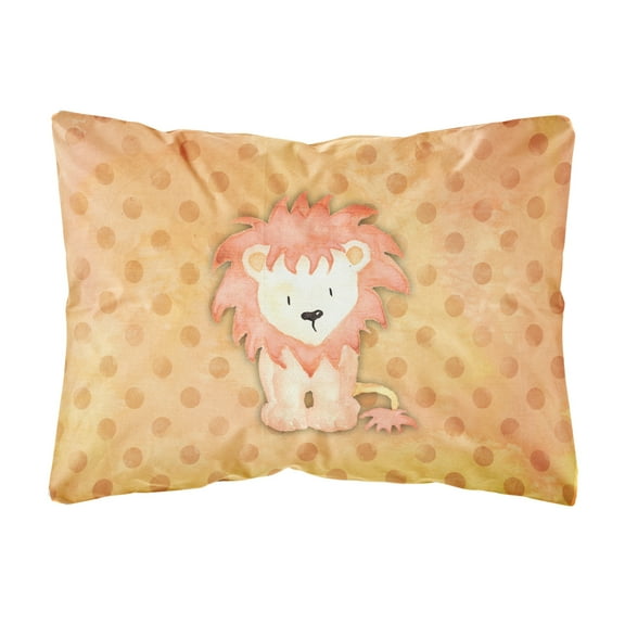 Carolines Treasures BB7374PW1216 Polkadot Lion Watercolor Canvas Fabric Decorative Pillow  12H x16W multicolor