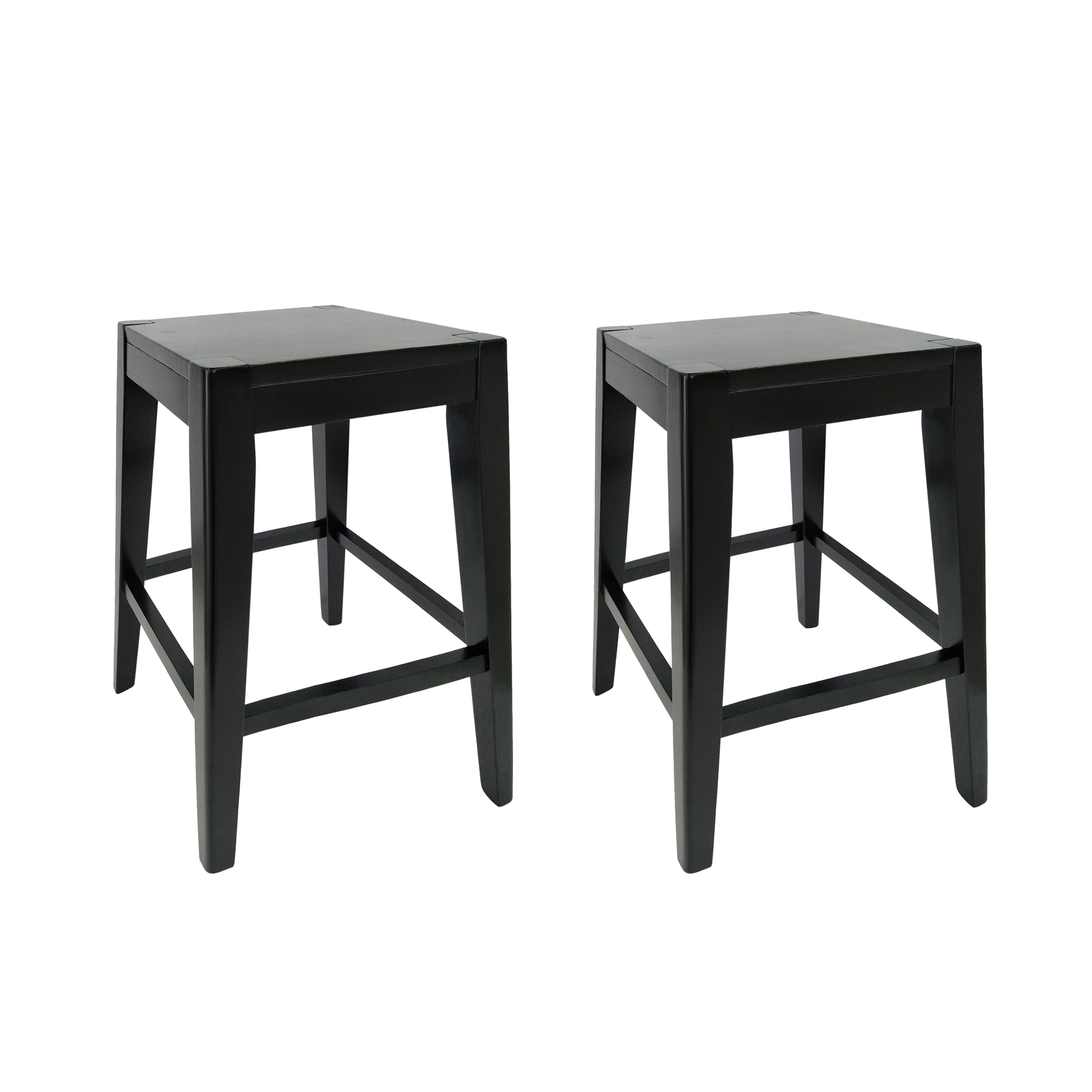 Elaina 26" Wooden Counter Stool (Set of 2), Black Finish