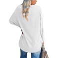 thumbnail image 2 of Fangasis Women Tee Long Sleeve T-shirt V Neck T Shirt Ladies Casual Tunic Blouse Plain Dailywear Pullover White 2XL, 2 of 3