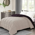 thumbnail image 3 of BedDecor 300 GSM 1Pcs Reversible Solid (Plum-Ivory, Oversize King) 100% Egyptian Cotton Base Down Alternative Comforter, 3 of 8