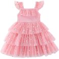 thumbnail image 3 of HaCpiu Little One Halloween Pink Tulle Dress 3D Pumpkin Ghost Ruffle Flutter Sleeve Rib-Knit Bodice Tiered Tutu Skirt, 3 of 6