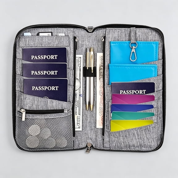 GASTROPOD Family Travel Document Organizer Capacious Rfid Passport Holder Wallet (Large,Gray)
