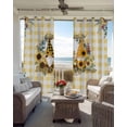 thumbnail image 6 of Sunflower Kitchen Curtains Gnomes Yellow Checkered Eucalyptus Leaves Cafe Short Curtains for Bathroom Blackout Window Curtain Grommet Small Window Treatment Drapes for Bedroom Living Room 42"x45"x2, 6 of 9