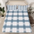 thumbnail image 2 of Homewish Geometric Plaid Full Size Sheets,Modern Minimalist Striped Bed Sheets,Gray Deepblue Sheet Sets For Teens,Ultra Soft Home Decor,4-Piece, 2 of 7