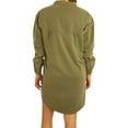 thumbnail image 3 of P.J. Salvage Womens Mixed Media Pajama Shirt Dress, Green, Small, 3 of 6
