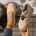 thumbnail image 6 of Beige Feminine Wedge Shoes With Round Toe Design Comfortable For Casual Activities Versatile And Practical For All Season, 6 of 9