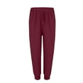 thumbnail image 5 of Women's Elastic Waist Casual Pants Comfortable Trousers with Pockets, Stretchy Lounge Pants For Home/Travel Wine XXL, 5 of 5