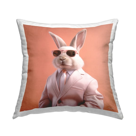 Stupell Industries Rabbit in Chic Suit Decorative Printed Throw Pillow, 18 x 18