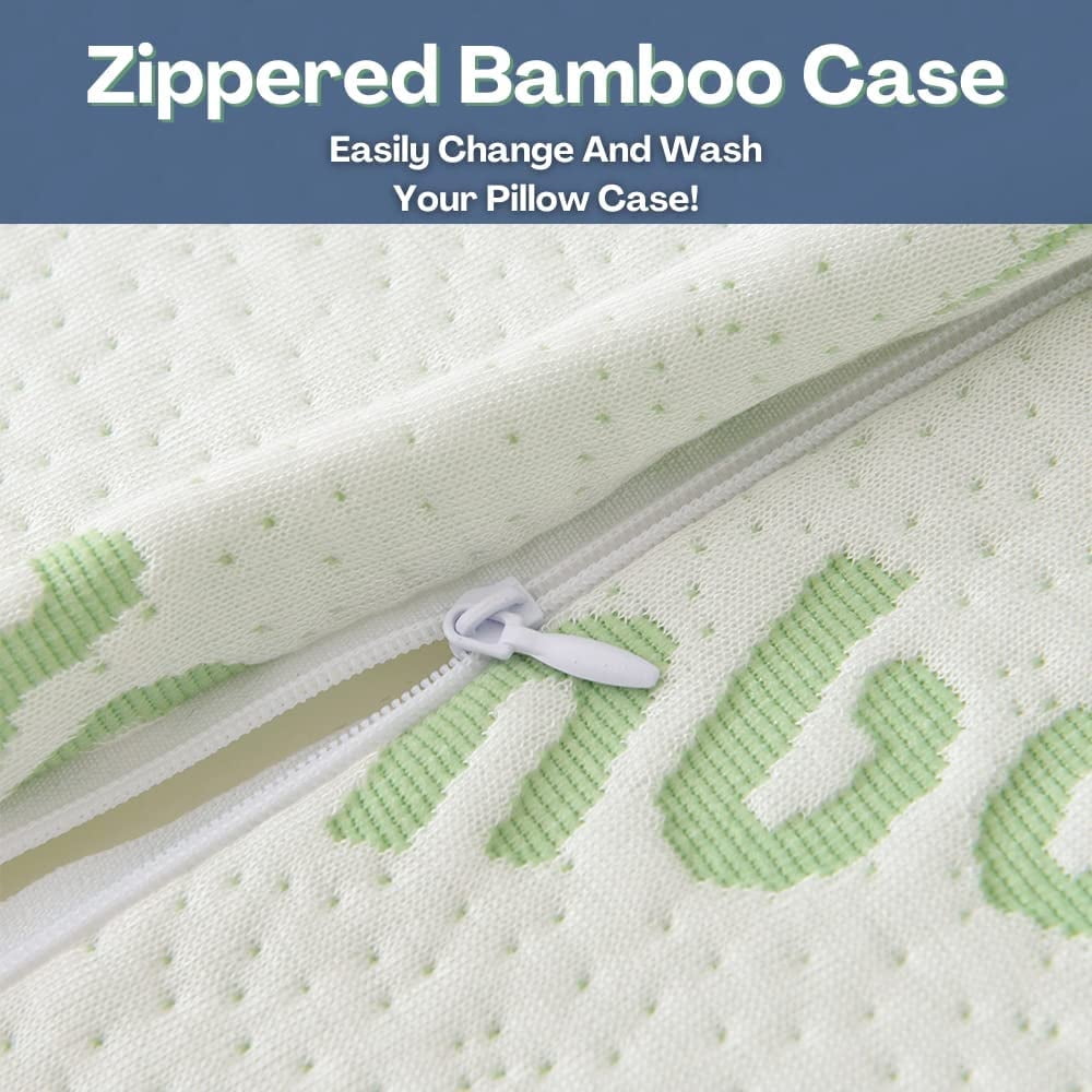 Full Body Pillow for Adults Bamboo - [Adjustable] Shredded Memory Foam Long Cooling Pillows, Removable and Washable Hypoallergenic Cover with Zipper