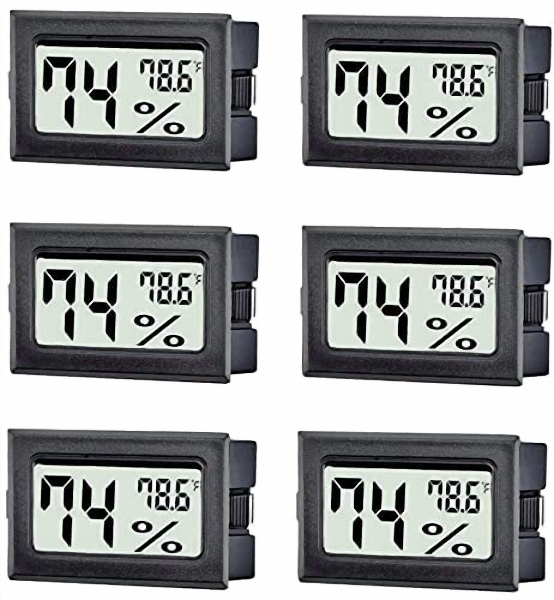 6 Pack Mini Digital Thermometer Hygrometer,Indoor Temperature and Humidity Gauge Meter Monitor Fahrenheit (℉) for Home,Greenhouse,Jars
