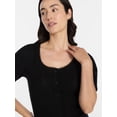 thumbnail image 5 of Time and Tru Women's Pointelle Top with Short Sleeves, Sizes XS-XXXL, 5 of 6