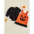 thumbnail image 2 of RUINIXCW Baby Girls 2Pcs Halloween Outfits Long Sleeve Romper + Pumpkin Overall Dress Set Newborn Clothes Cosplsy, 2 of 9