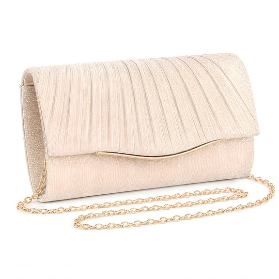 Soda Candy Clutch Purses for Women Glitter Pleated Evening Handbag with Detachable Chain for Wedding Prom Cocktail Party