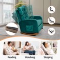 thumbnail image 5 of 40.6" Nursery Rocking Chair, Modern Upholstered Glider Chairs with Solid Wood Base, High Backrest, Side Pocket, Comfy Nursery Glider Nursing Armchair for Living Room, Bedroom, Green, 5 of 7