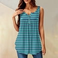thumbnail image 2 of NAMTYQX Graphic Tees for Women Fashion Button V Neck Graphic Casual Sleeveless Plus Size Ruffle Spring Tops for Women 2025 Blue Size XL, 2 of 5