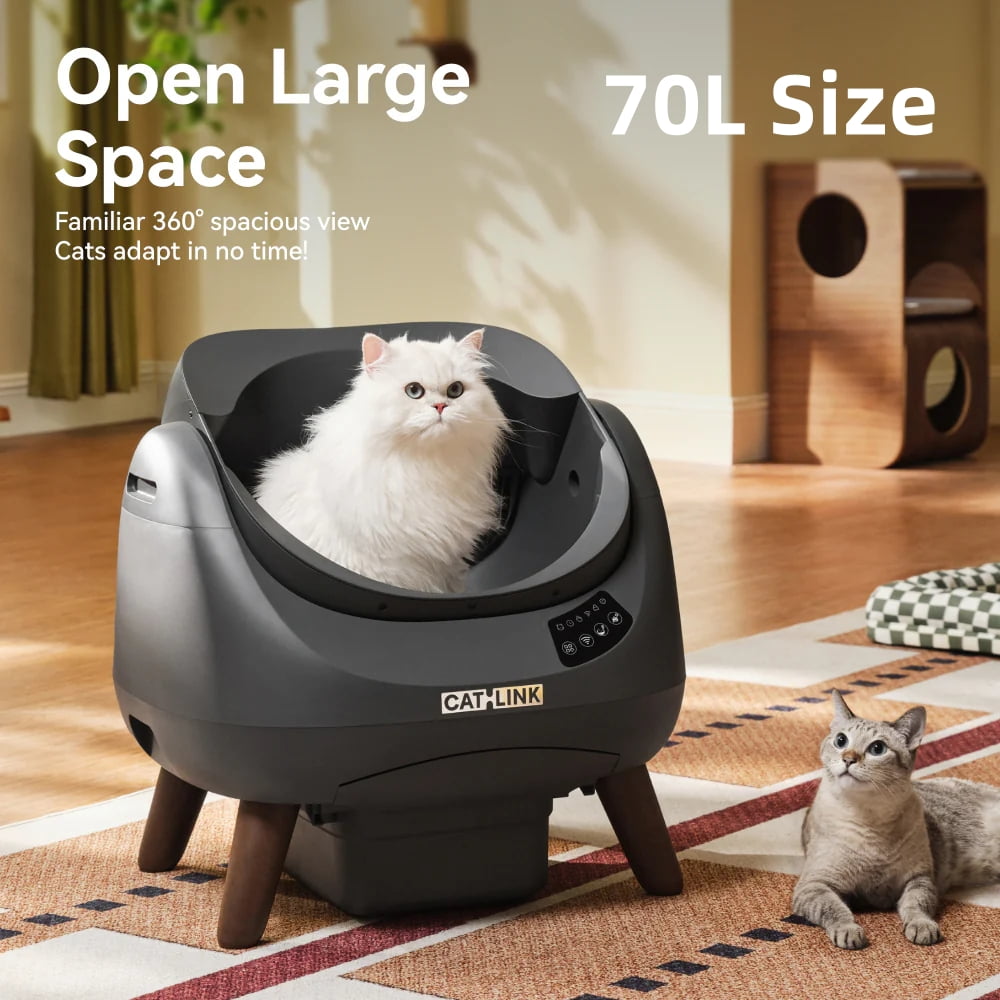 CATLINK 70L Open Self Cleaning Litter Box for Multiple Cats, Odor Control, Extra Large Cats Litter Box(Multiple Cats Choice)