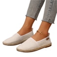 thumbnail image 6 of pwidon Women's Espadrille Flats Slip On Closed Toe Textured Glitter Linen Comfort Walking Casual Loafers White 6.5, 6 of 6