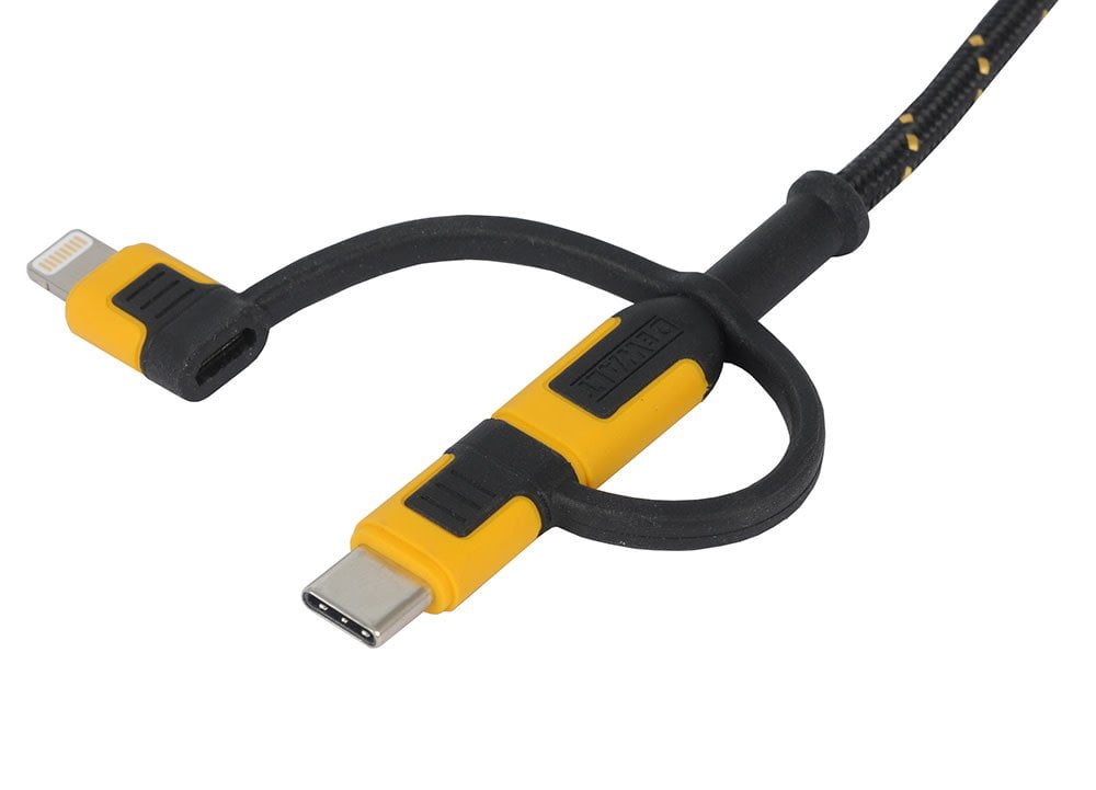 Dewalt Phone Charger Lightning Usb-C Micro Usb Reinforced Cable