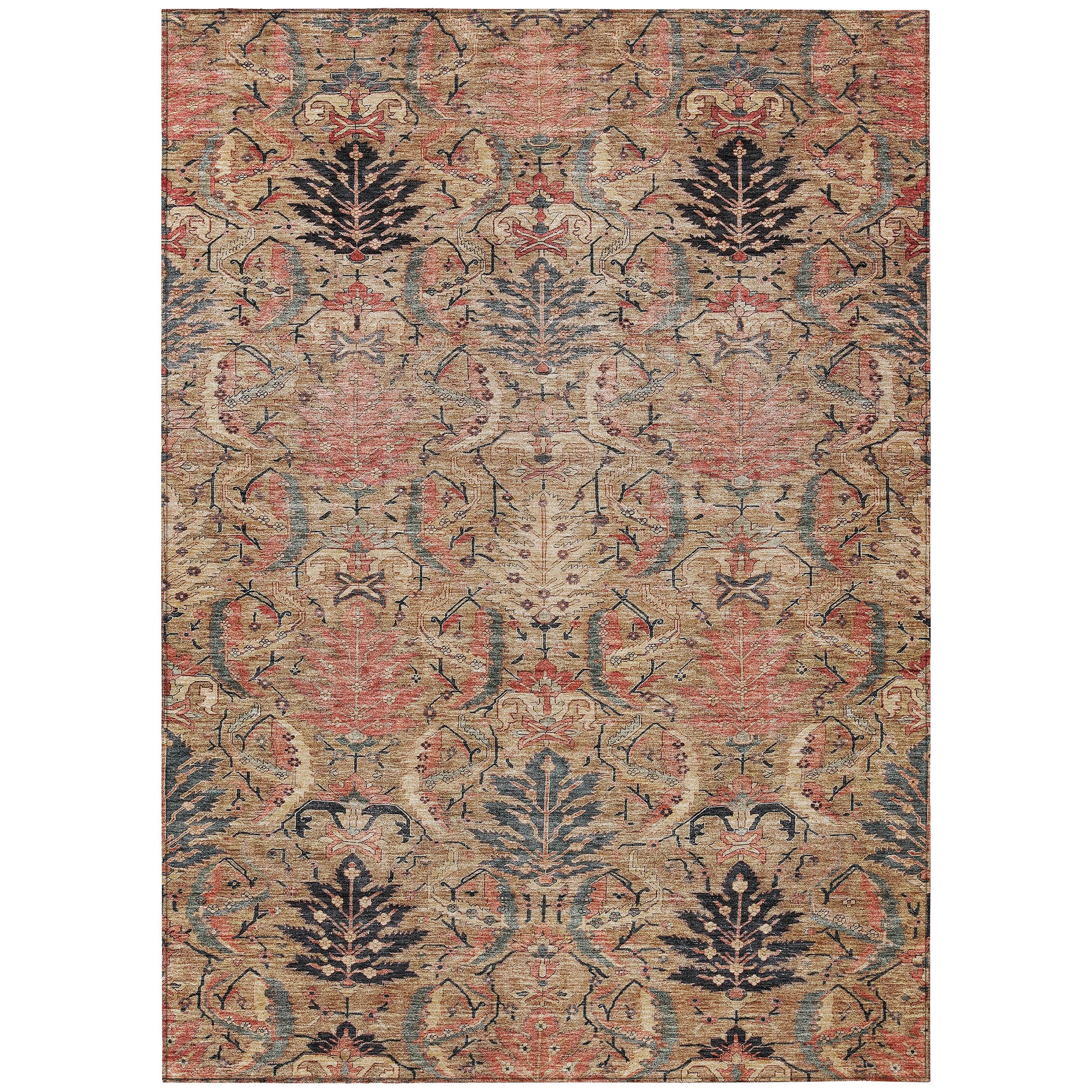 Addison Rugs Chantille Indoor/Outdoor Transitional Damask Khaki Washable Rectangle Rug, 10' x 14'