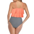 thumbnail image 6 of Ponceau Women's Tankini Swimsuits Two Piece High Waisted Bathing Suit for Women Best Tummy Control Swimwear Orange-White Striped S, 6 of 6