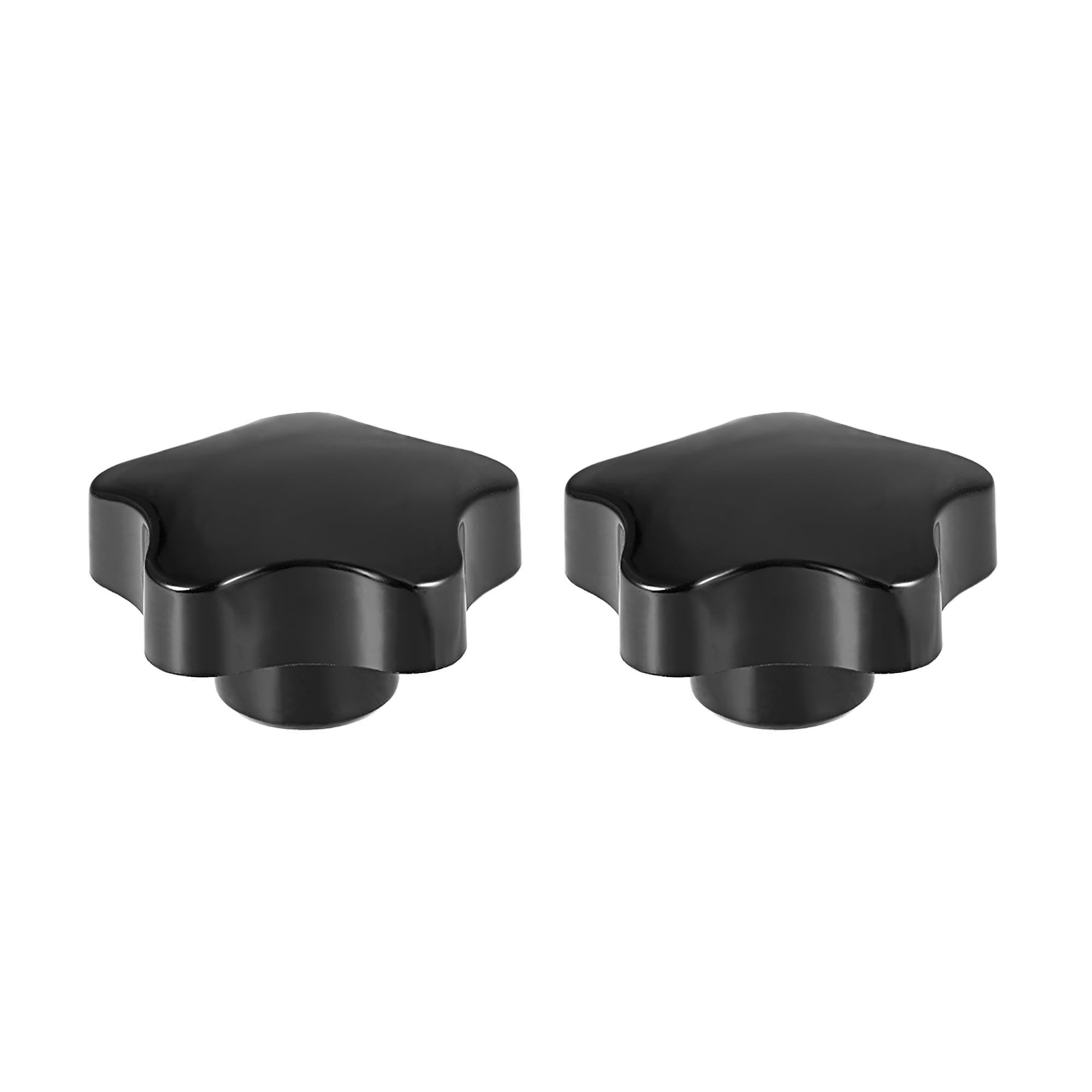 Star Knobs M8 Dia Grip Handles Brass Insert Female Thread Set of 2 Black
