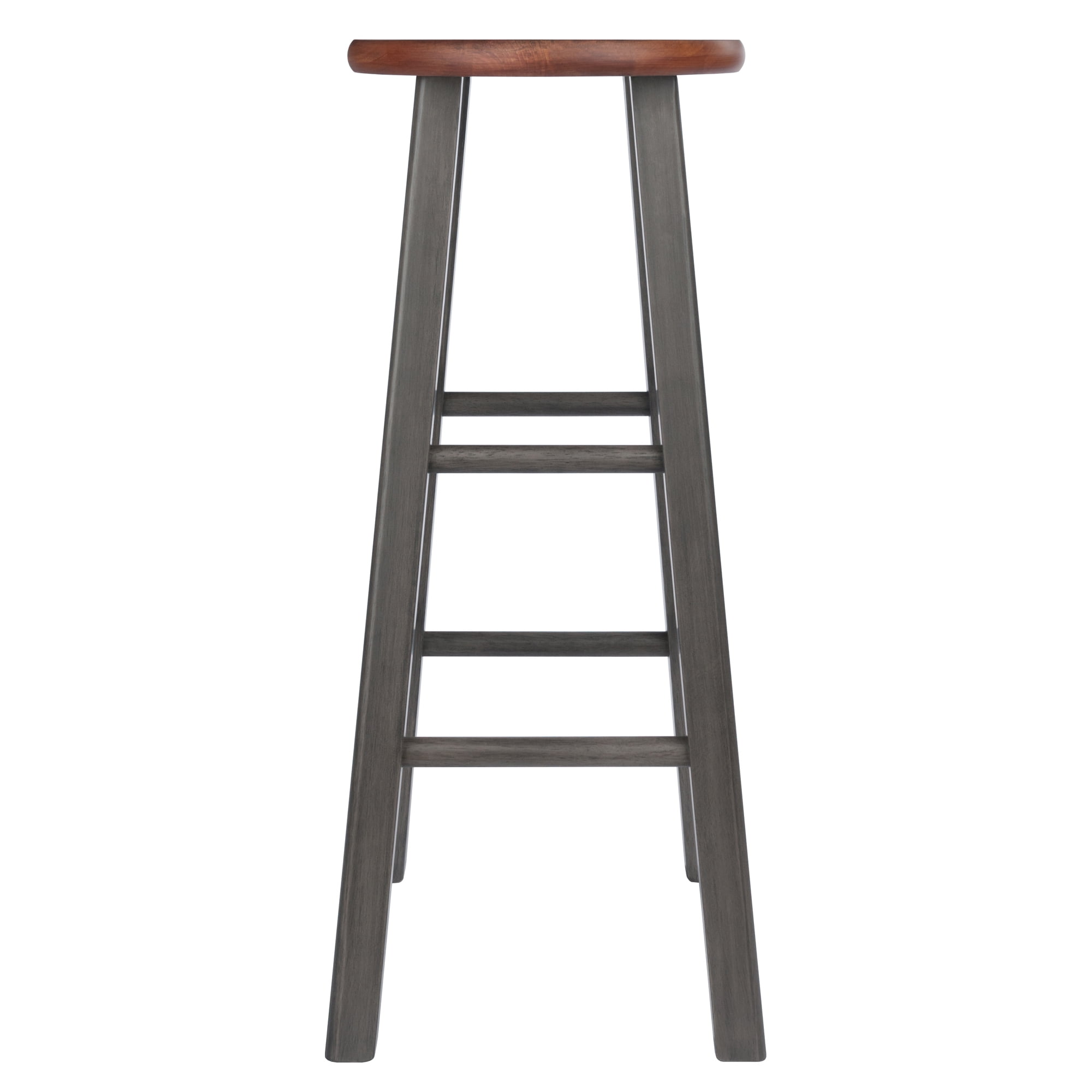 Winsome Ivy 29" Bar Stool, Rustic Gray & Teak Finish