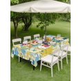 thumbnail image 4 of Outdoor Tablecloth with Umbrella Hole for Patio/Picnic/Party/Camping, Yellow Blue Dinosaur Waterproof Table Cloth Rectangle Table Cover Washable, Palm Trees Mountains Checkered (52"x 70"), 4 of 8