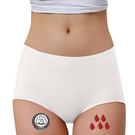 LARUYEKO Menstruation Leak Proof Underwear Pure High Waist Breathable Women s Cotton Underwear High Waisted Ladies Full Coverage Panties High-Cut Stretch Cool Underwear