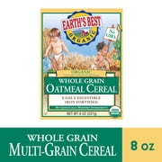 (2 pack) Earth's Best Organic Whole Grain Oatmeal Baby Infant Cereal 4+ Months, Clean Label , Non-GMO, Iron Fortified, 8 oz Box