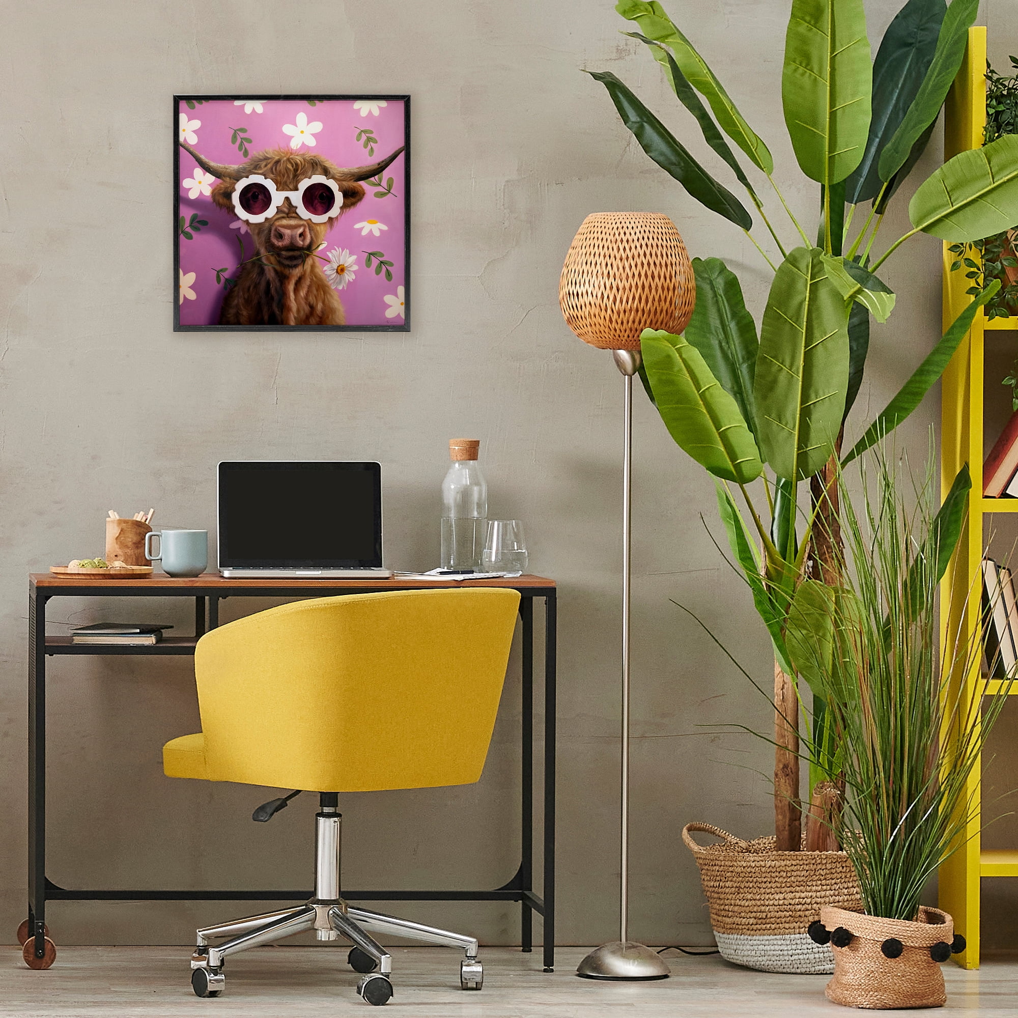 Stupell Industries Fresh As A Daisy Cattle Black Framed Giclee Art, design by Lucia Heffernan