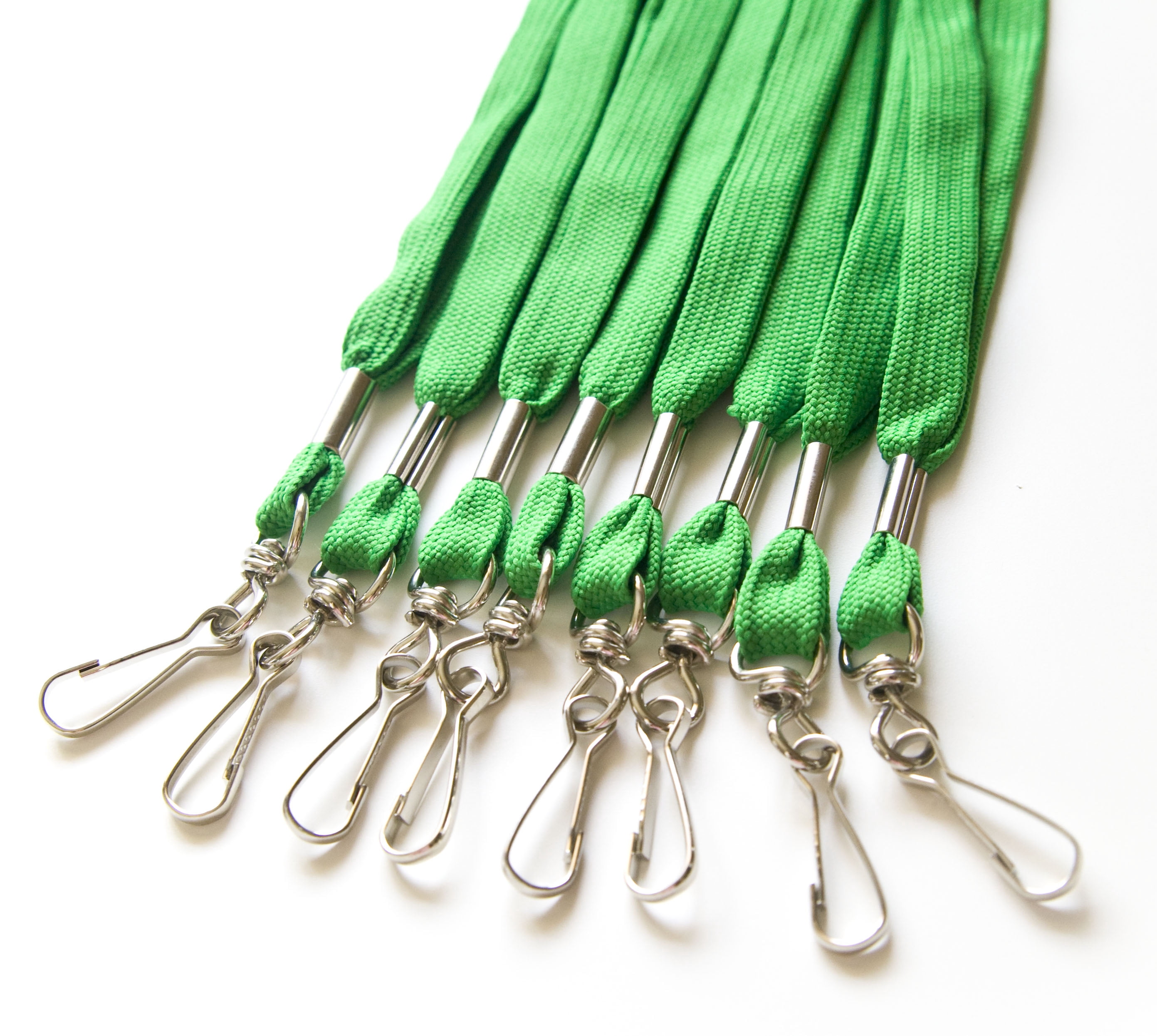 100pcs Flat ID Neck Lanyards for Badges with Swivel J-Hook, Green by OnDepot