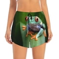thumbnail image 2 of Balery Red-Eyed Tree Frog Pantalones cortos deportivos para mujer con forro y dos bolsillos, elásticos, para entrenamiento, gimnasio, yoga-XX-Large, 2 of 7