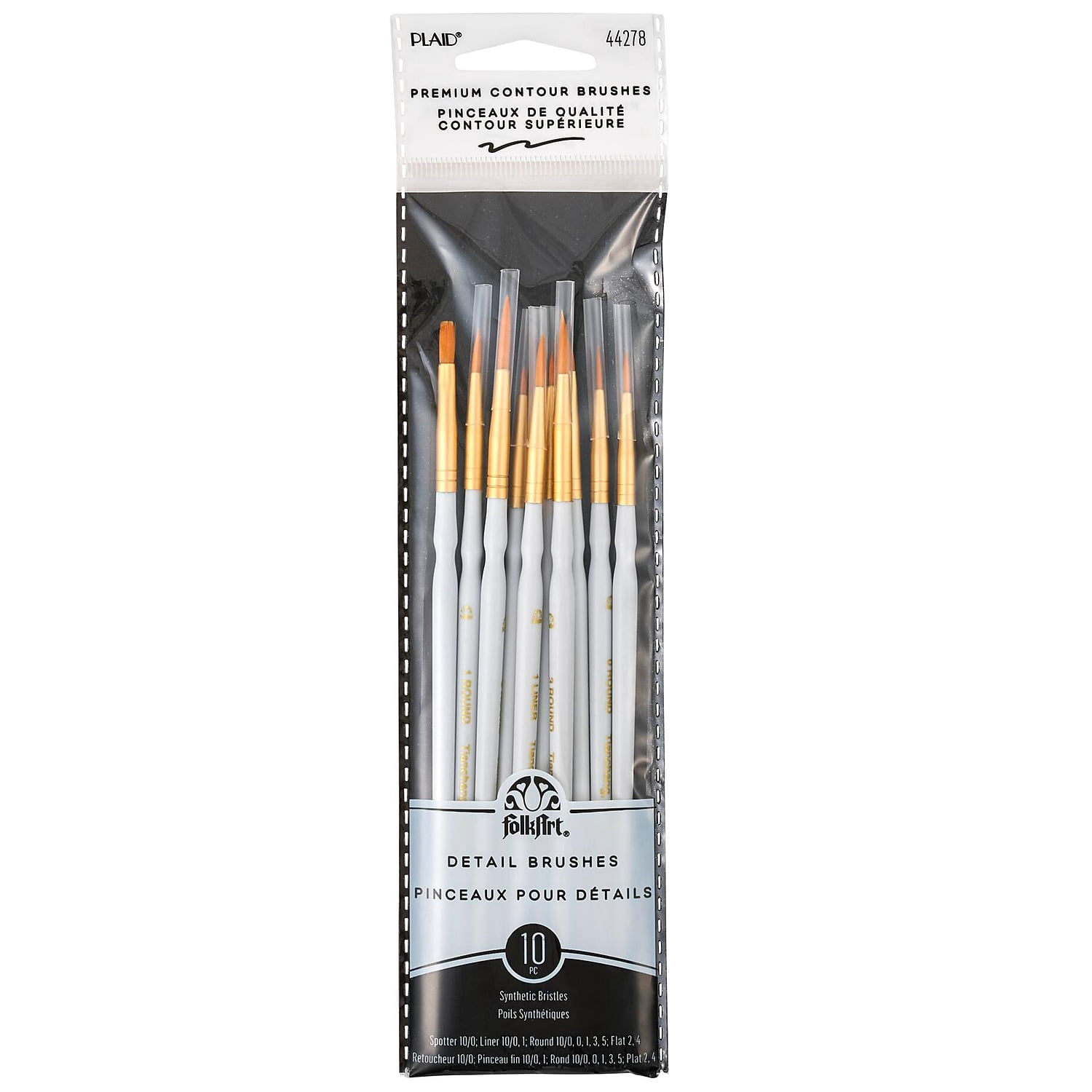 Plaid Synthetic Taklon Round Brush Set Round Brush 10/Pack 3 Packs/Bundle (FLK44278-3)