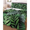thumbnail image 3 of Quilts King Size Bedding Set, Green Tropical Botanical Lightweight Quilted Comforter, Summer Monstera Palm Leaves Black Reversible Bedspread Coverlet with Pillow Covers for All Season, 96" x 106", 3 of 7