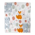 thumbnail image 1 of JSDART Throw Blanket Warm Cozy Print Flannel Pattern Cute Elephant Fox Rabbit Lion Cartoon Comfortable Soft for Bed Sofa and Couch 50x60 Inches, 1 of 1