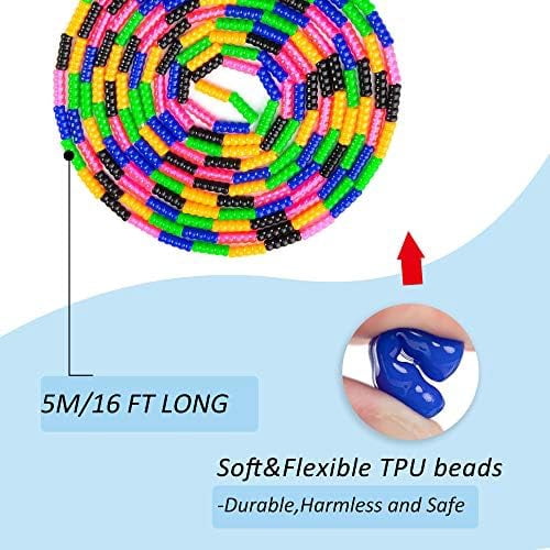 Long Double Dutch Jump Rope 16 Ft 2 Pack, Jump Rope for Kids Adults, Beaded Segmented Skipping Rope