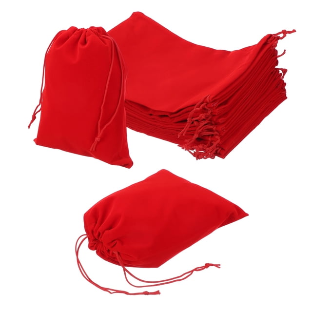 Uxcell 12 Pcs Bolsa de Terciopelo con Cierre de Cordón, 6.7 x 9 Pulgadas Bolsas de Terciopelo para Joyas, Regalos para Fiestas de Boda, Empaquetado y Almacenamiento de Joyas, Rojo