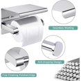 thumbnail image 3 of Toilet Roll Holder Wall Mounted, Brushed Stainless Steel No Drill Tissue Roll Holder Bathroom Accessories(Silver), 3 of 4