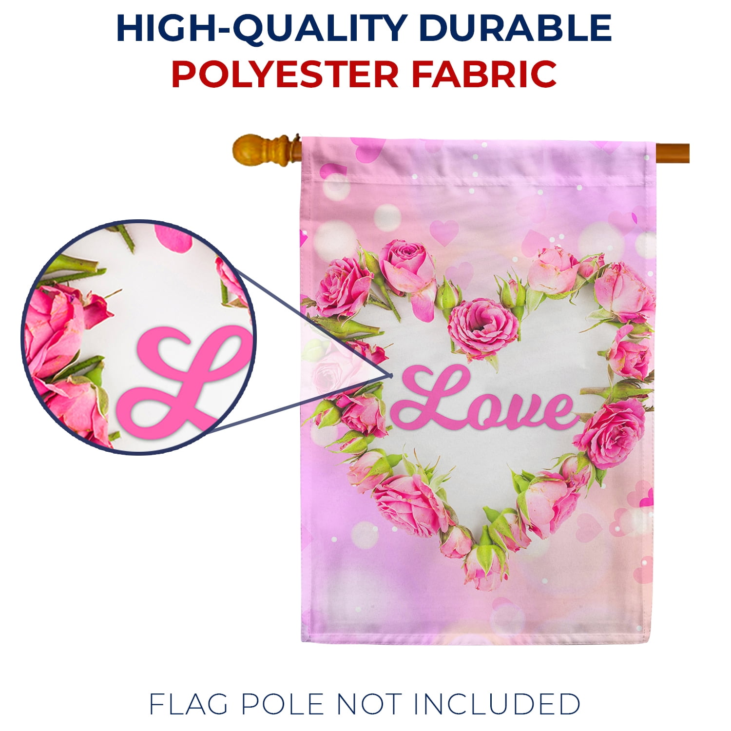 America Forever Flags Double Sided House Flag - Never Ending Love - 28 x 40 Inches, Happy Valentine's Day Love Hearts House Flag, Seasonal Yard Outdoor Holiday Decorative Flag