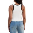 thumbnail image 3 of ATHLECHIC Camisetas Casual Sin Mangas de Verano para Mujeres con Cuello Redondo y Bloque de Color M Blanco Negro, 3 of 5