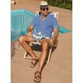 thumbnail image 5 of Youclos Men's Short Sleeve Textured Hawaiian Beach Button Down Shirt, Bahama Shirt, 5 of 8