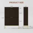 thumbnail image 2 of Garvee Modern Black Fluted Shoe Storage Cabinet with 2 Flip Drawers & Pull-Out Drawer & Hook, Slim Wooden Shoe Organizer with Metal Legs for Entryway Spaces, 2 of 7