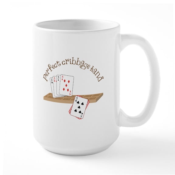 CafePress - Perfect Cribbage Hand Mugs - 15 oz Ceramic Large White Novelty Mug