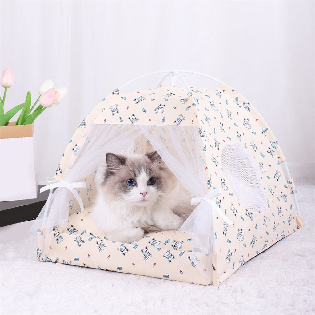 Pet Tent House Portable Removable Breathable Teepee Dogs Cats Indoor Outdoor Kennels for Camping
