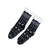 Charter Club Women's Printed Fleece & Grippers Slipper Socks (L/XL, Black)