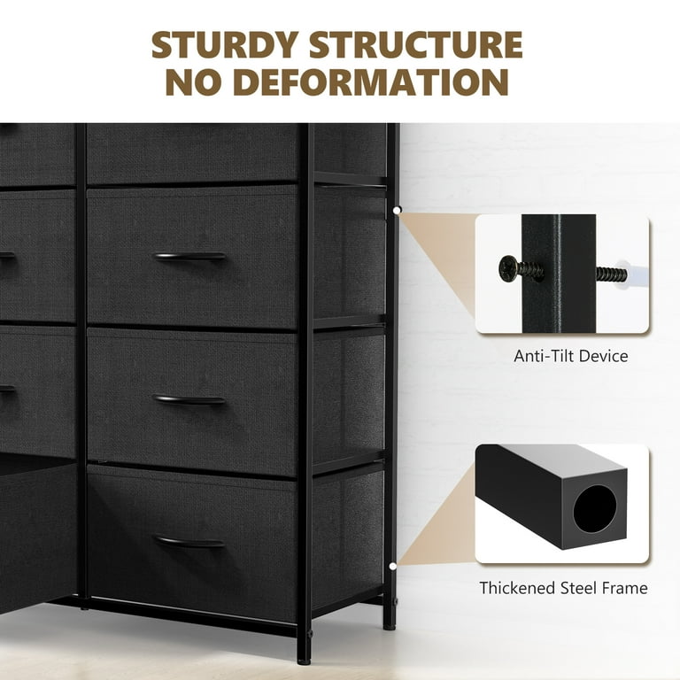 Edx 8 Drawer Fabric Dresser for Bedroom, Chest of Drawer Organizer Storage Cabinet for Closet, Entryway, Black, Adult Unisex, Size: 8 Fabric Drawers Edx 8 Drawer Fabric Dresser for Bedroom, Chest of Drawer Organizer Storage Cabinet for Closet, Entryway, Black, Adult Unisex, Size: 8 Fabric Drawers