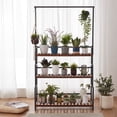 thumbnail image 7 of CENZEN Hanging Plant Stand Indoor Outdoor 3 Tiers Metal Plant Shelf for Patio Garden Bamboo Flower Pot Holder Rack Black, 7 of 7