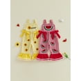 thumbnail image 3 of Cenuakty ﻿Little Girls 12M 18M 2T 3T 4T 5T Overalls Adorable Watermelon Flower Embroidery Sleeveless Square Collar Plaid Bell Bottoms Jumpsuit, 3 of 9