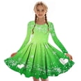 thumbnail image 3 of Posijego Girls Clover Printed Dress St Patrick's Day Dress Crew Neck Long Sleeve Spring Dresses for Girls, 3 of 6